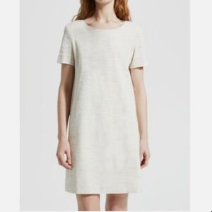 THEORY Linen Blend Marled Panel Shift Dress in Sharkskin Crunch Size S